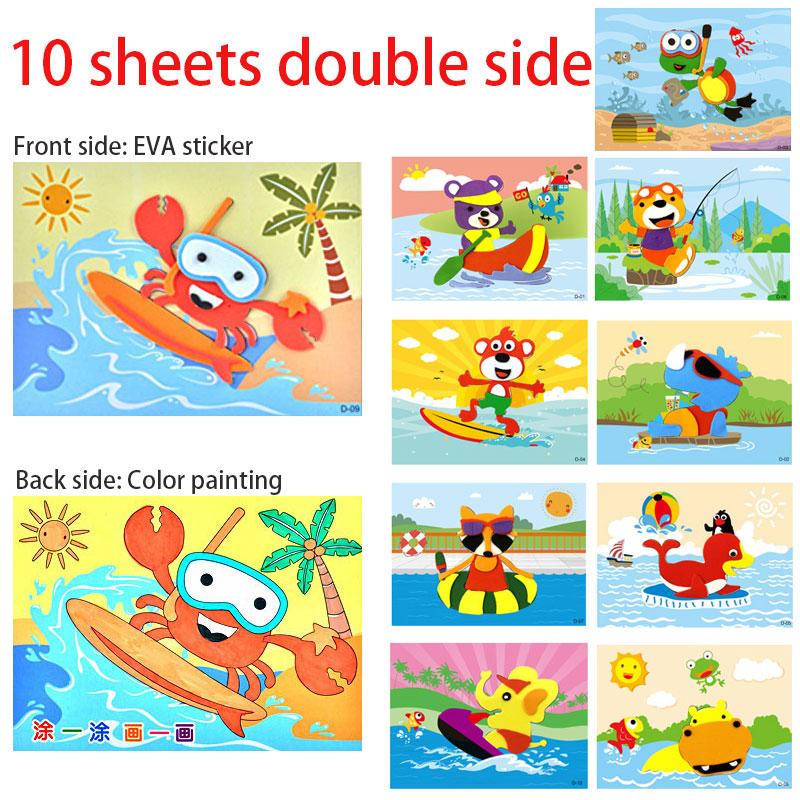 5-20 Pezzi Nuovo Puzzle Gioco Adesivo 3D in Schiuma EVA Giocattoli Educativi per l'Apprendimento di Animali Cartoni Animati Fai da Te Per Bambini Bambine Multi-disegni Stili