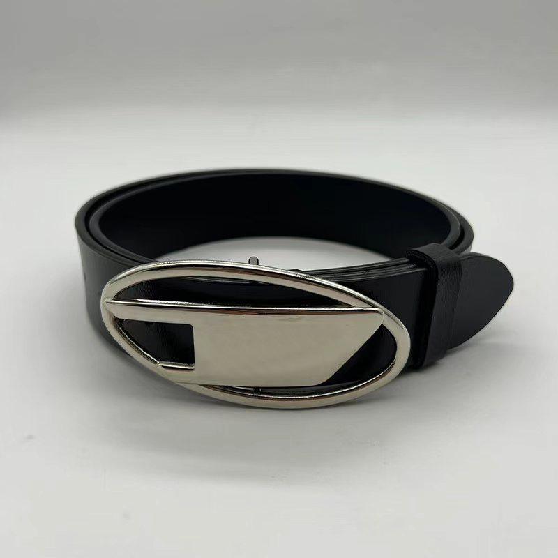 

American Retro Silver Buckle Letter Waistband: Versatile Leather Belt for Men & Women 100 cm