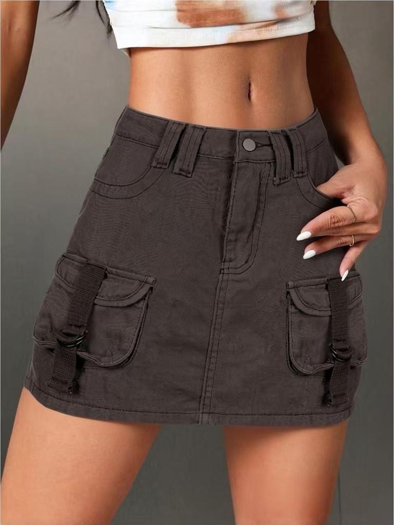 European & American Style Low-Waist Slim Hip Skirt - Autumn Solid Color