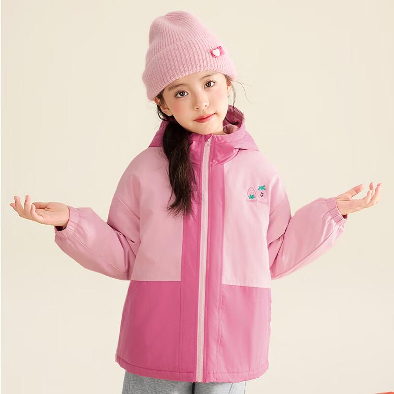 Girls' Color-Blocked Hooded Winter Windbreaker