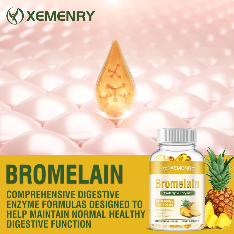 Capsule di bromelina ad alta purezza, completamente naturali, 120 capsule, adatte sia per uomini che per donne, senza glutine.