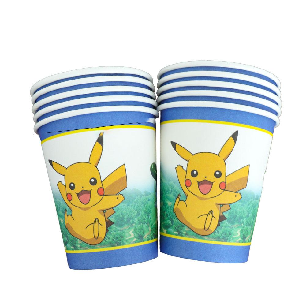 Pikachu Birthday Party Supplies Disposable Tableware Paper Plates Paper Cups Paper Towels Girls Decorate Children'S Day Must-Have