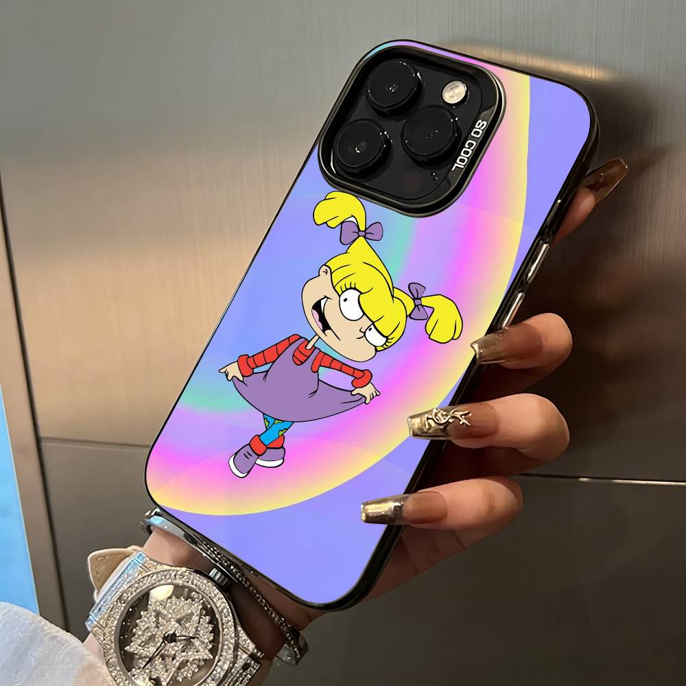 Classic Cartoon Characters-R-Rugrats For iPhone 17 16 15 14 13 12 11 Pro Max XS  17 Air Silicone Colored Silver Bumper Cover