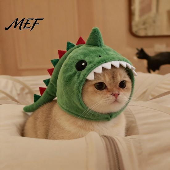 Adjustable Head Gear for Cats Cute Dinosaur Pet Hat Cats, Soft Plush Funny Cat Headwear with Shark Design, Novelty Green Costume 3D Fin And