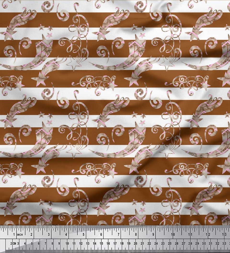 

Японська креп-атласна тканина Soimoi Green із зірками та завитками. Тканина на метри 42 дюйма 42 Inch Wide - Poly Crepe коричневий