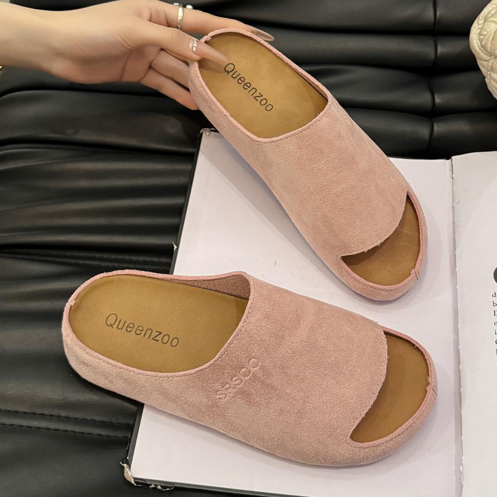 Summer Cork Sandals Women Fashion Clogs Thick-soled Slippers Women Suede Beach Sandals With Arch Support Women Clogs Sandals