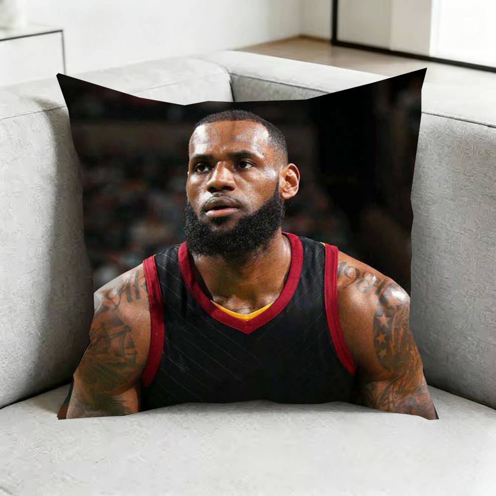 LeBron JJames כרית כדורסל מרובעת כיסוי כרית דו-צדדי לספה כיסוי כרית לחדר שינה ליד המיטה מתנה
