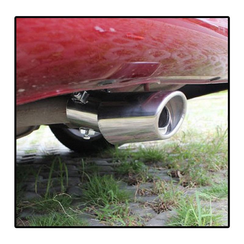 1x Car Universal Stainless Steel Exhaust Tail Throat Rear Muffler Tip Pipe Round