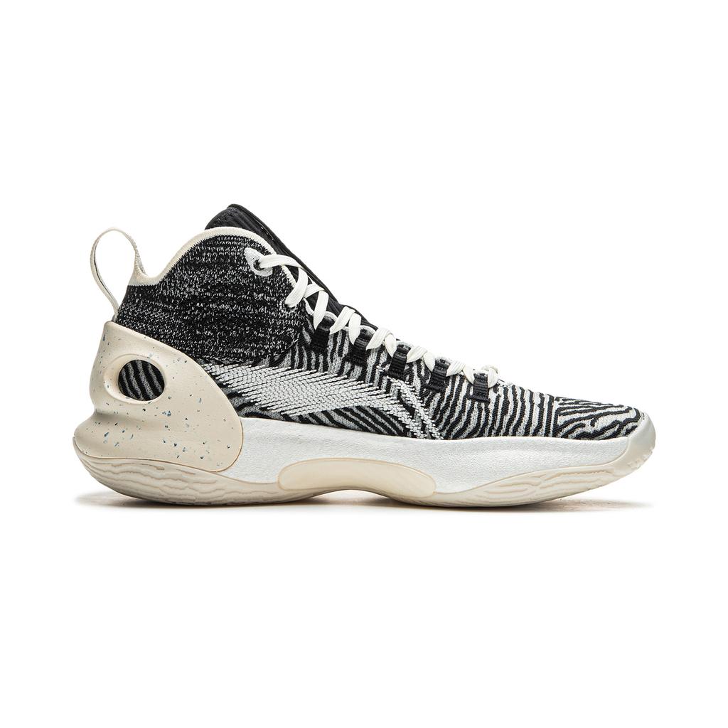 New LiNing Charming ULTRA Anti Slip Wear Resistant Mid Top Basketball Shoes Men's Black White ABAU003-10