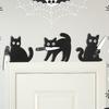 Black Cat Door Topper Halloween Door Frame Decoration Spooky Wooden Cat In Playful Poses