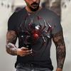 Herre T-skjorte Sommerrød 3D Spider Print T-skjorter Herre Cool Spider Kortermet O-hals T-skjorte Herre Oversized klær