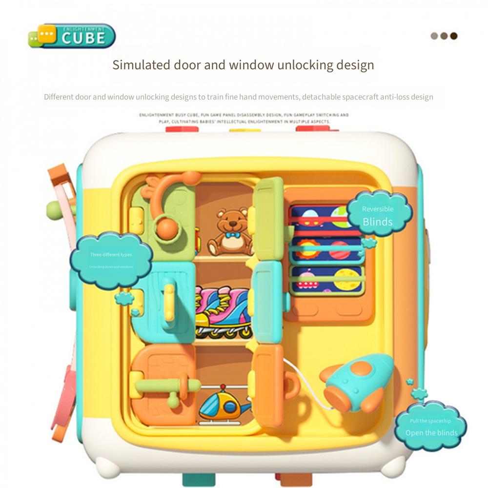 Montessori 6-Sided Busy Activity Cube, Multifunctional Sensory Shape Sorter Educational Toy for Kids Early Learning