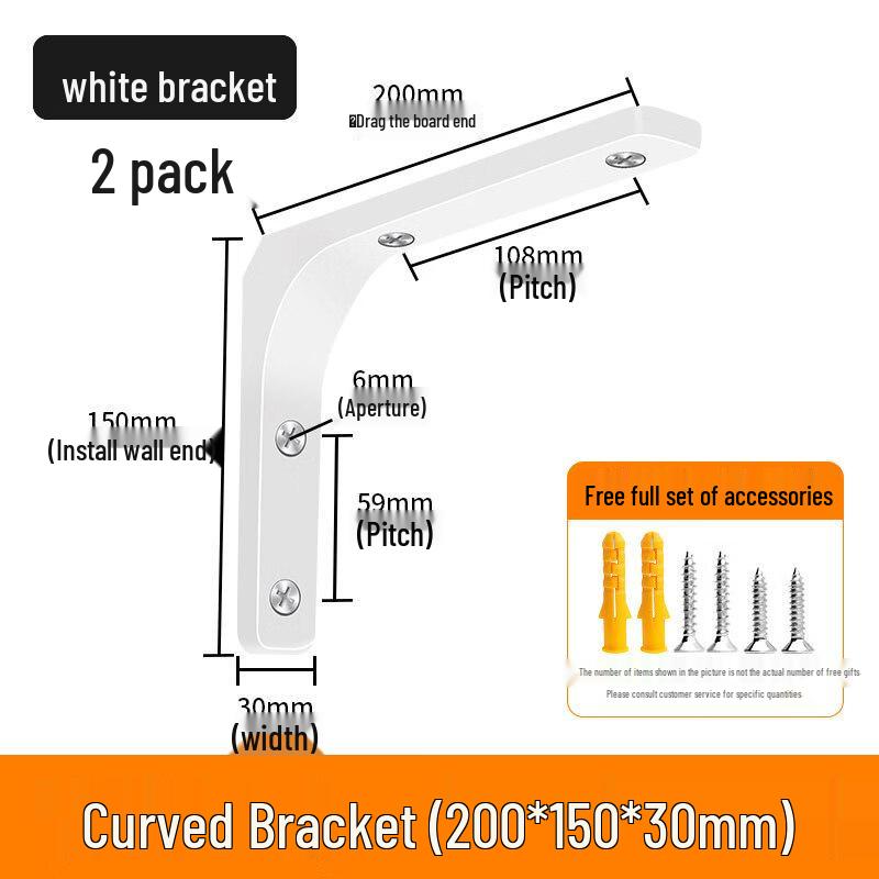 Rongyu 8-inch White L-Shaped Heavy-Duty Shelf Brackets, 10-Pack