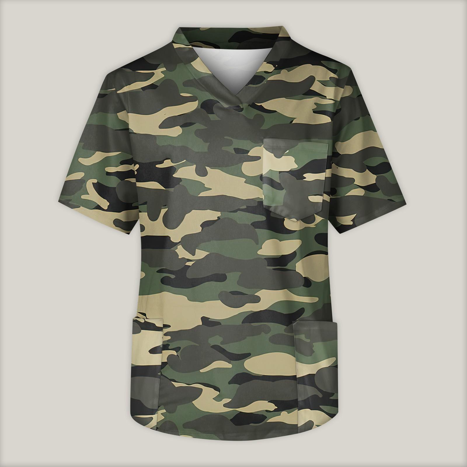 

Чоловіча робоча блуза з коротким рукавом і V-подібним вирізом, нагрудна кишеня для догляду XL зелений