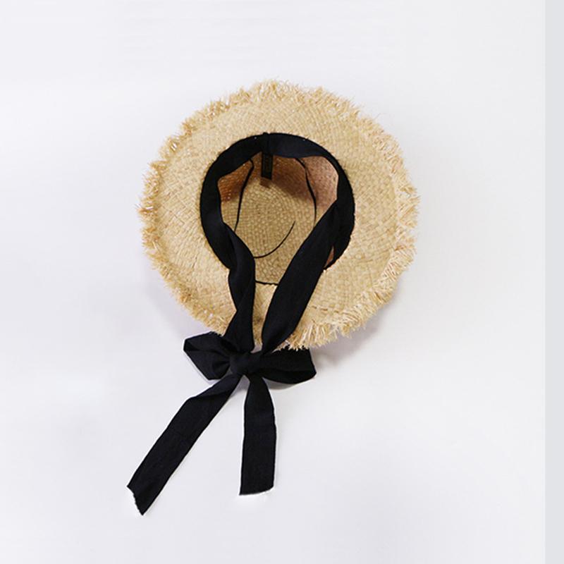 new Summer Handmade Panama Hats For Women Wide Large Brim Beach Sun Hats With Fashion Long Ribbon Visor Hat Raffia Straw