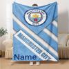 Custom Name Manchester City Theme Printed Blanket Perfect For Couch Bed Travel Outdoor Use Machine Washable Cozy Durable