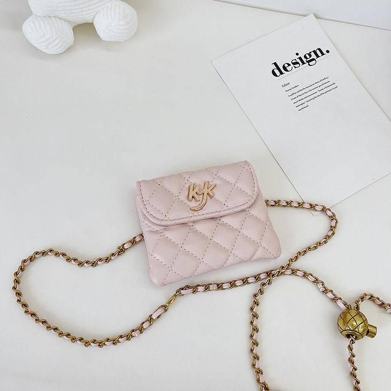 Trendy Kids Mini Handbag Fashionable Quilted Pu Leather Crossbody Bag For Children розовый