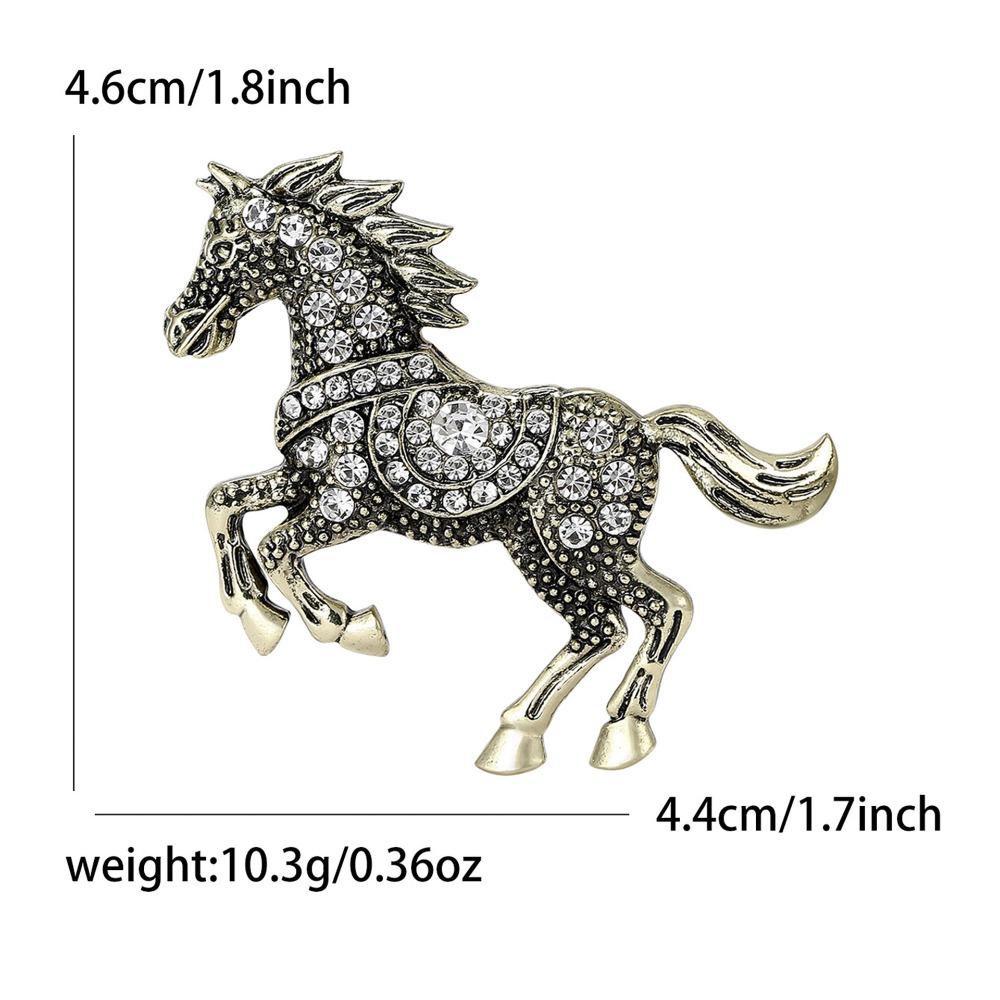 Vintage Enamel Horse Brooch Pins Rhinestones Fashion Jewelry Accessory Animal Design Clothing Decorative Badge for Women