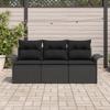 Canapés de Jardin 3 Pièces avec Coussins Noir Poly Rattan, Canapé de Jardin 2 Places avec Rangement &amp; Coussins Noir Poly 3353892
