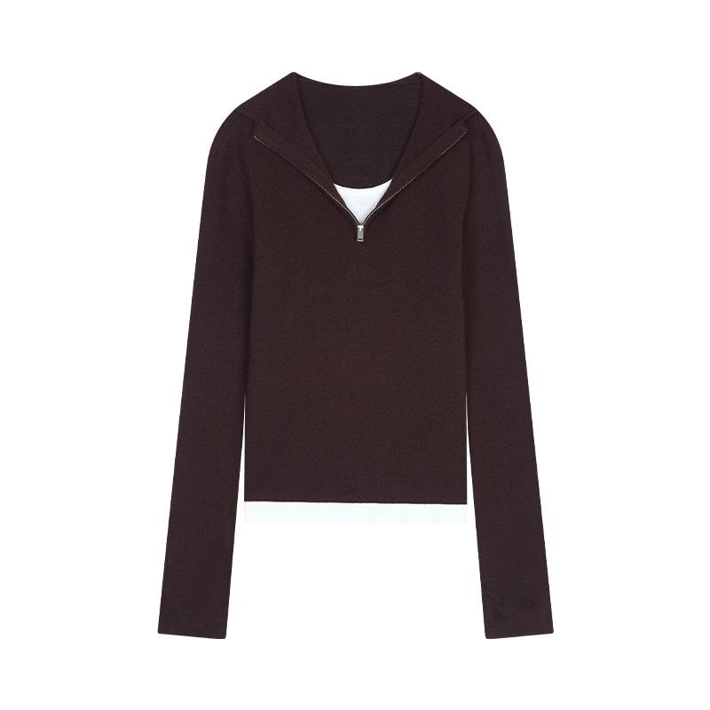 

Magnolia Color-block Knitted Sweater with Zippered Neckline - Autumn 2025 Collection