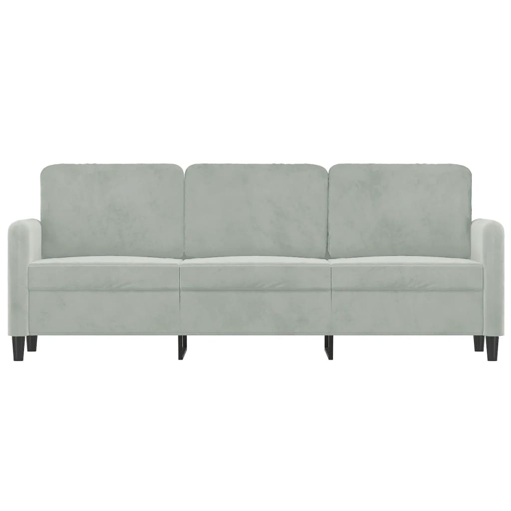 Vidaxl 3-Seater Sofa, Light Grey, 180 Cm, Upholstered In Velvet