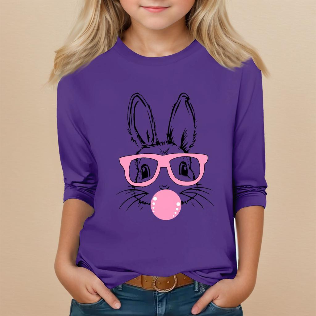 Kids Seven Sleeve Round Neck Top Valentine's Day Printed Everyday Casual Top