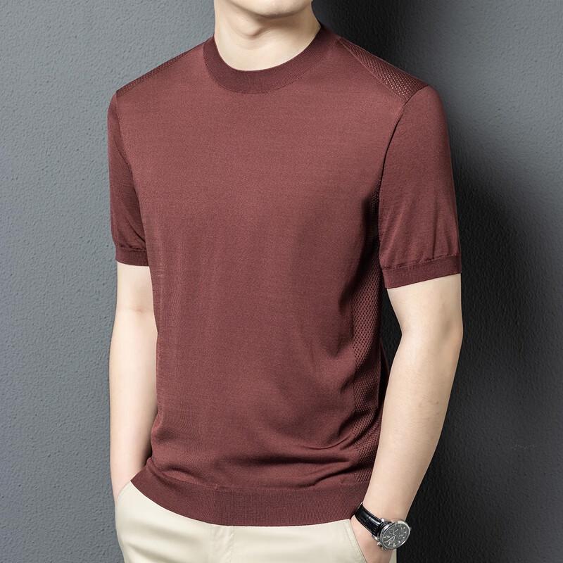 Yiliteng Men's Summer Knit Short-Sleeve Round Neck T-shirt YTMTST6087
