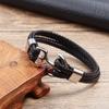 2018 Fashion Stainless Steel Anchor Bracelet Men Black Braided Cowhide Leather Rope Bracelets Wrap Punk Charm Jewelry