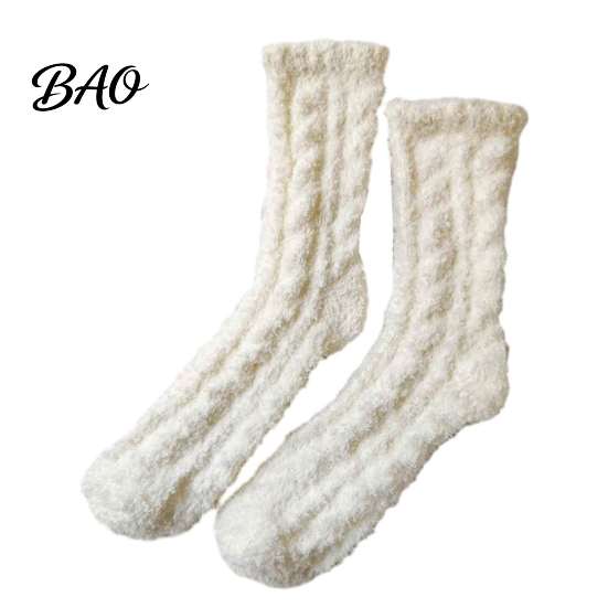 Cozy Pajama Socks Thickened Plush for Women, Thermal Sleep Socks, Coral Fleece Warm Cold Weather Soft House Floor Winter Autumn Gift Her