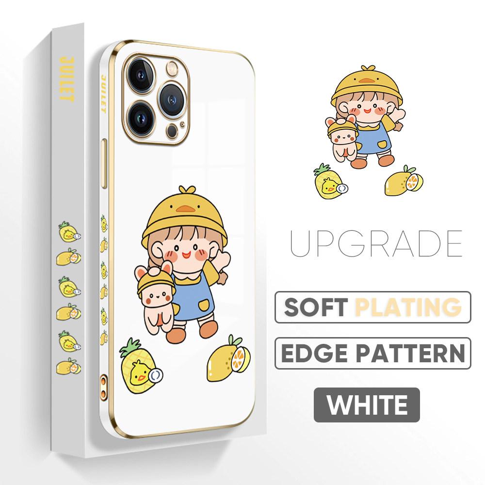 For iPhone 16 15 Max Samsung S24 S23 Plus A15 A35 A53 A73 Xiaomi 11T 12T 13T Redmi 13C Lovely Girl Pattern Full Lens Protect Shockproof Casing