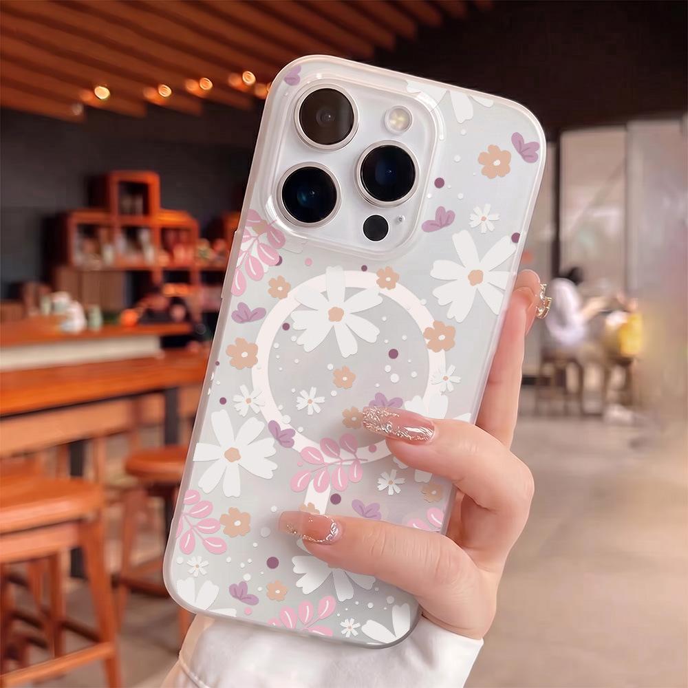 Koreanischer Wind Ins Floral Magnetische Hülle ist geeignet für Apple 17 Pro Mattes Handyhülle iPhone16/15 Großes Loch Anti-Drop.