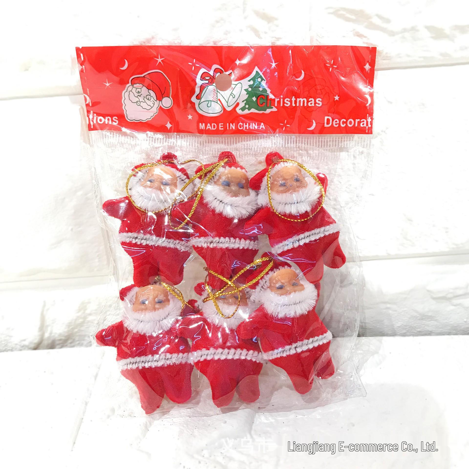 

Красные флокированные блестящие елочные украшения Санта Клауса - 6 цветов