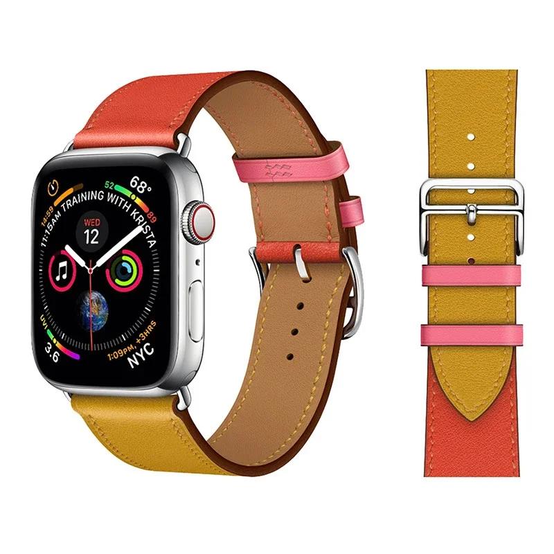 Genuine Leather Bracelet Strap For Apple Watch Band 45mm 49mm 41mm 44mm 42mm 46mm Leather Wristband iWatch Ultra 11 10 9 8 7 6 5
