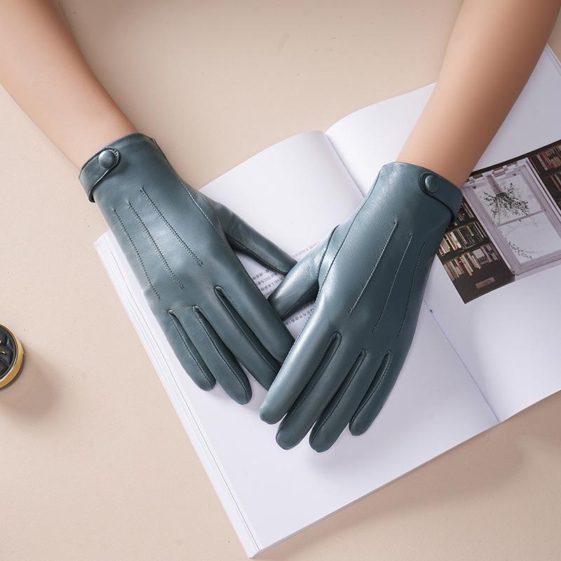 Sheepskin Natural Gloves Women's Genuine Leather Wrist Warmer Cycling Driving Winter Warm Luva Fleece Lining Fashion Accessories