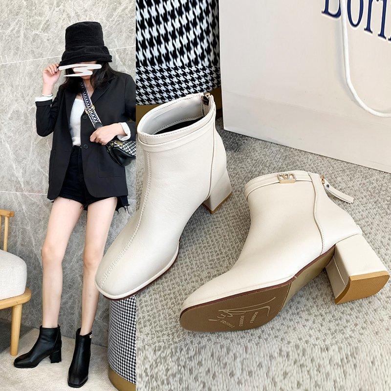 Women's Casual Comfortable Fashion Boots Autumn and Winter Solid Color ...