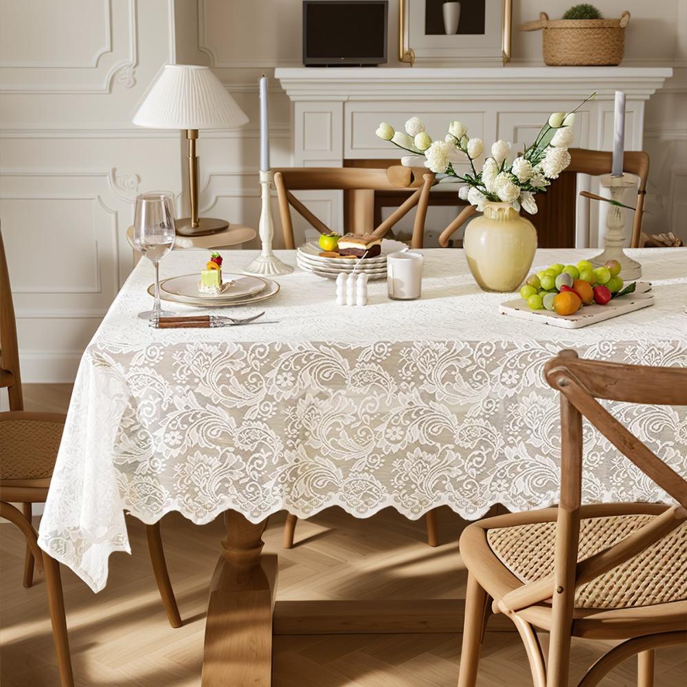 Rustic Style Florals Embroidery Lace Table Cover Rectangular Universal French Tablecloth Decorative Table Linens Afternoon Tea