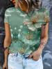 Women's T-shirt Summer Casual Round Neck Short Sleeve 3D Print Floral Pattern Top Loose Casual Wear Ladies T-shirt