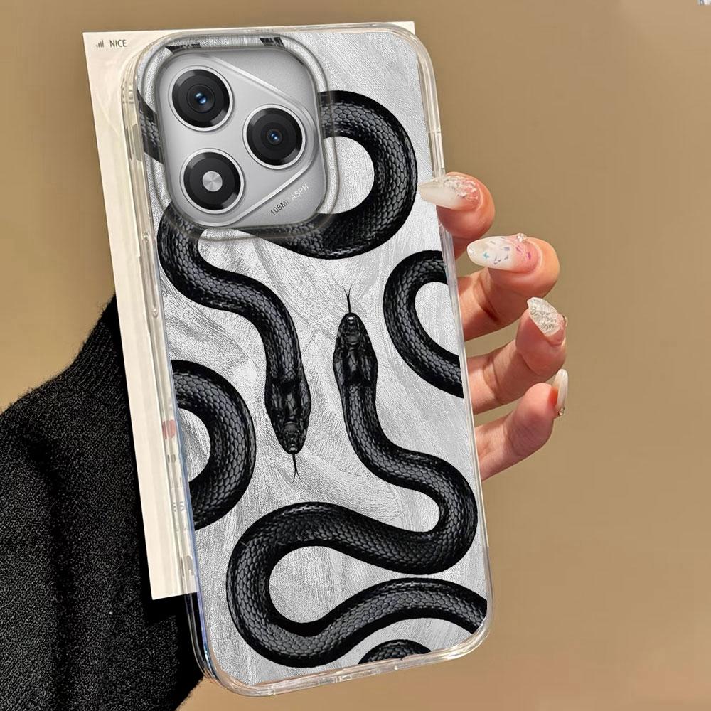 Gold Snake Print Feather Texture Phone Case for Honor 400 200 Smart Pro Magic7 6 5 Lite X9a X9c X8b X8a X8c X7c Shell Back Cover