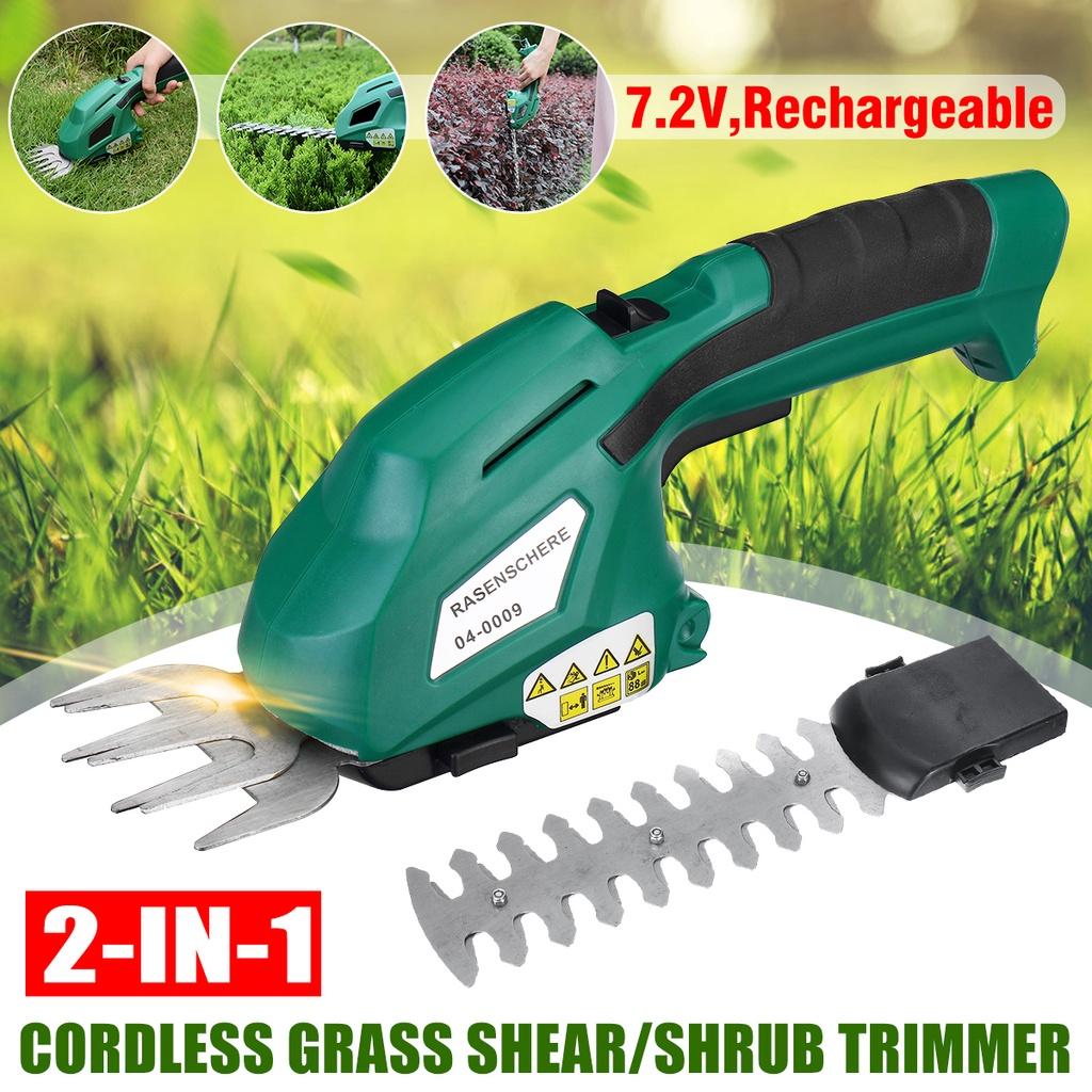 2 In 1 7.2V Electric Trimmer Grass Shears Lithium-ion Household Cordless Hedge Trimmer Rechargeable Weeding Shear
