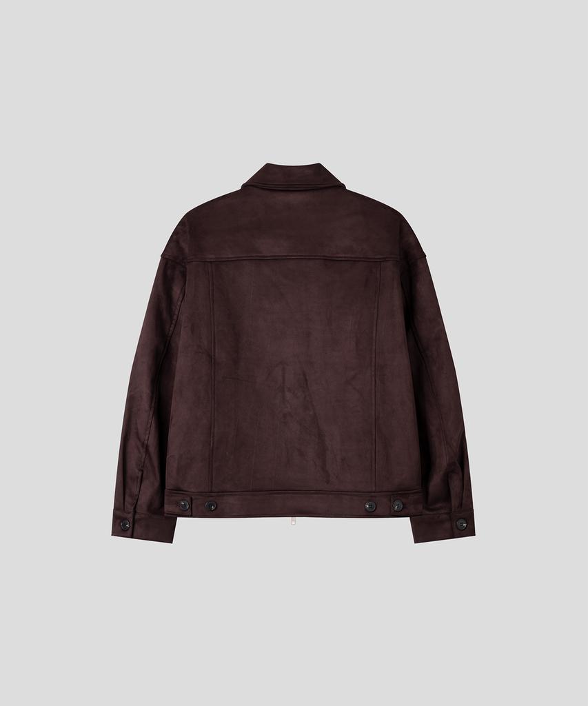 Black Moment Faux Suede Zip-Up Jacket [Burgundy]