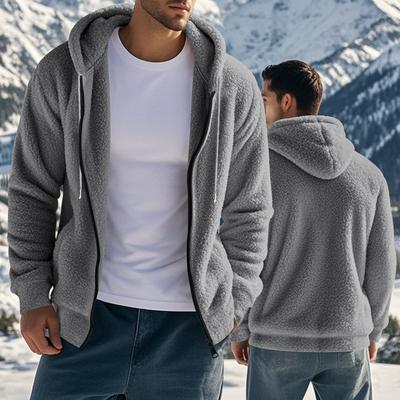 2025 Autumn and Winter Fleece Warm Wool Sweater Jacket Casual Hooded Cardigan