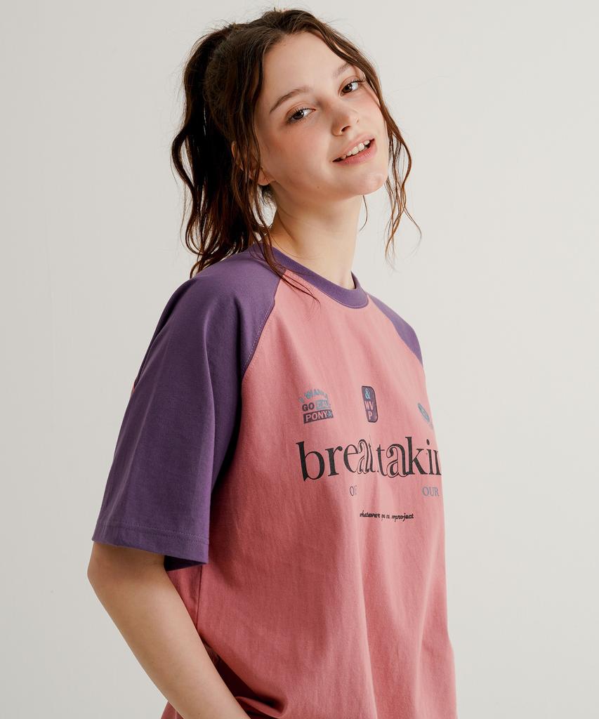 WV PROJECT Breit Raglan Short Sleeve T-Shirt Old Pink Mjst7726