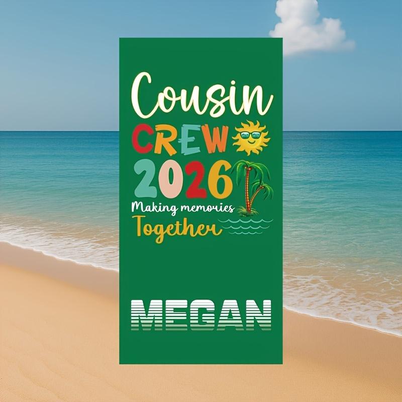 Personalized Crew Beach Towel Custom Name/Logo Oversized Microfiber Towel Summer Gift for Family Reunion, Vacation, Pool Party