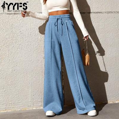 Pantaloni da Donna Moda Casual Tinta Unita Stampa Larghi Vita Alta Pantaloni & Capri