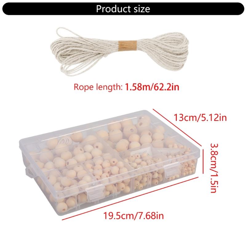 485pcs DIY Crafting Bead Assortment Bulk Wood Jewellery Beads Wooden Round Beads for Handmade Gifts and DIY Projects