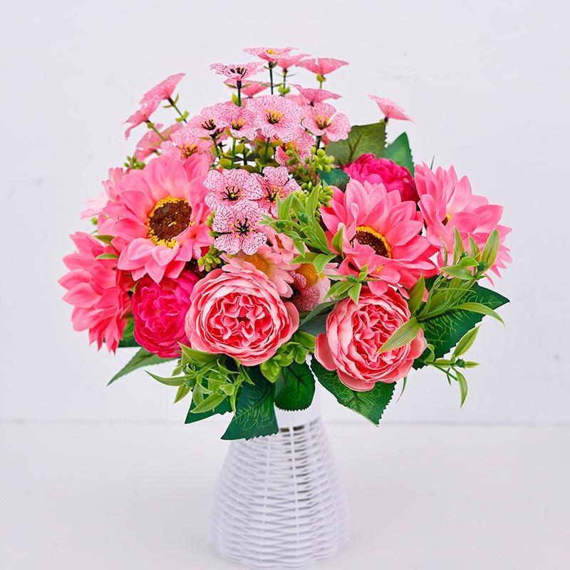 Artificial Sunflower Bouquet Wedding Decor Home Interior Photography Prop Silk Floral Arrangement