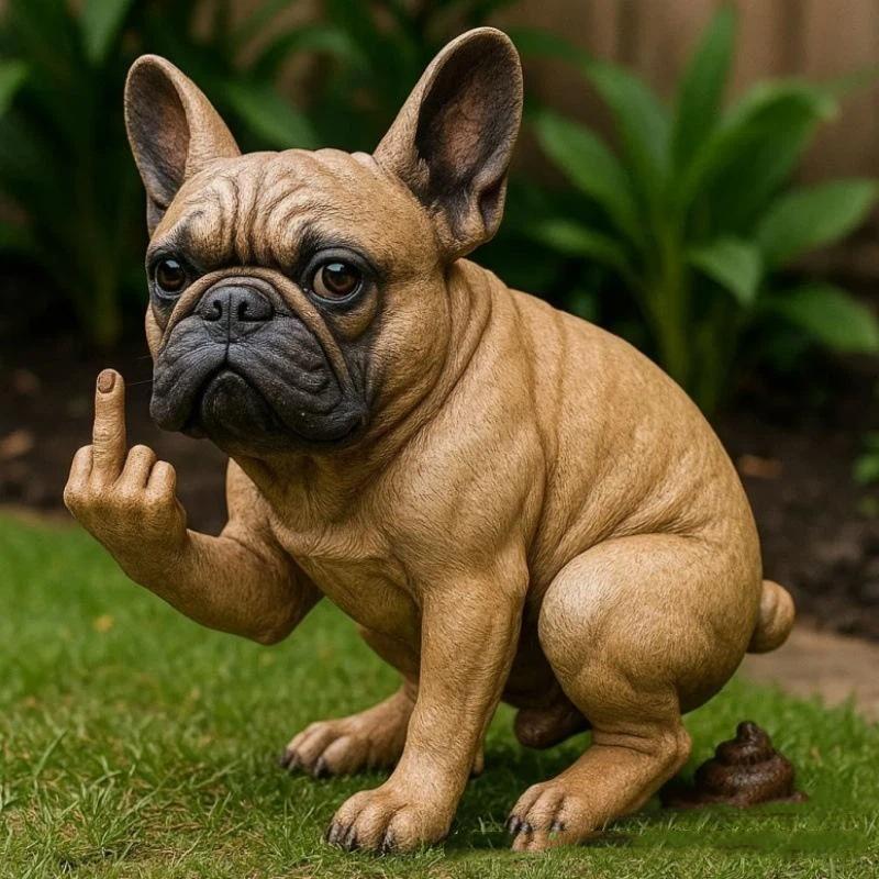 Statue de Bouledogue Français Drôle Créative Artisanat en Résine de Haute Qualité Décoration pour Jardin Extérieur Maison Patio Cour