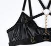 Sexy Women's Underwear Set: Bra, Belts, Chains, Thongs, Pink M