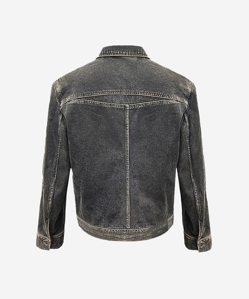 Blr Dyed Curved Line Denim Trucker Jacket
