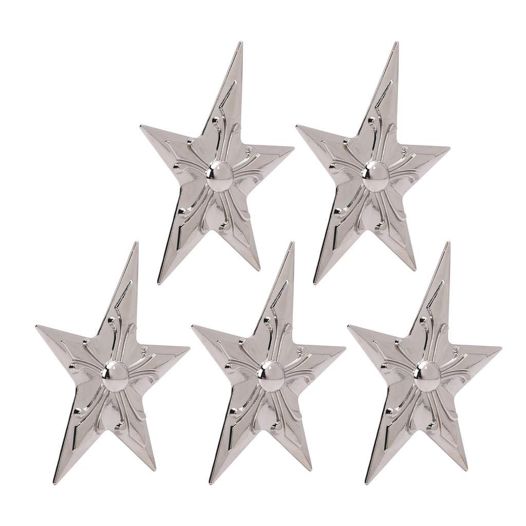 5 Sets Rivet and Stud 65x92mm Silver Five Pointed Star Rivets 4.5mm Crossed Screws for Leather